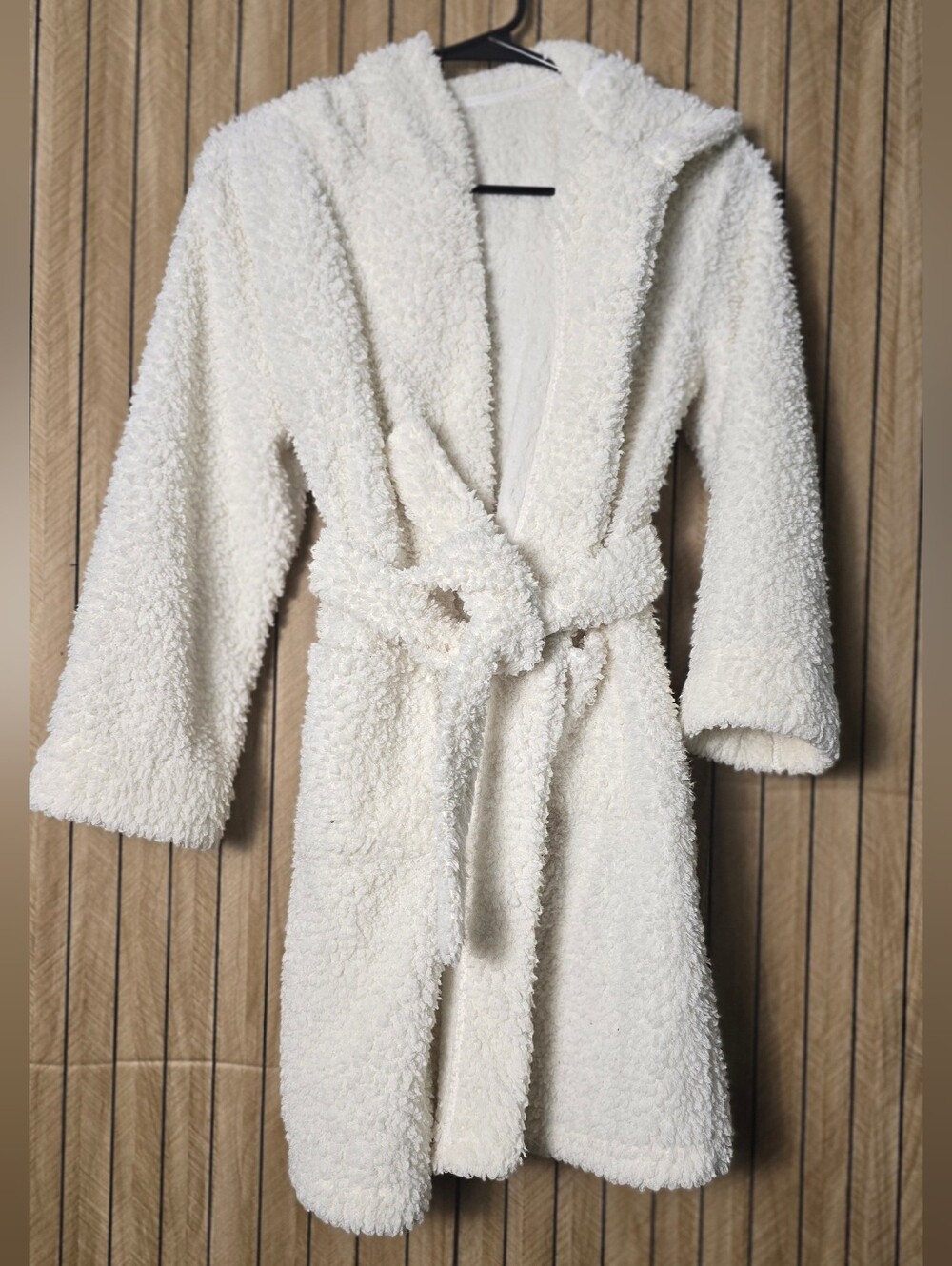 Cat & Jack Ivory Plush Hooded Robe with Belt